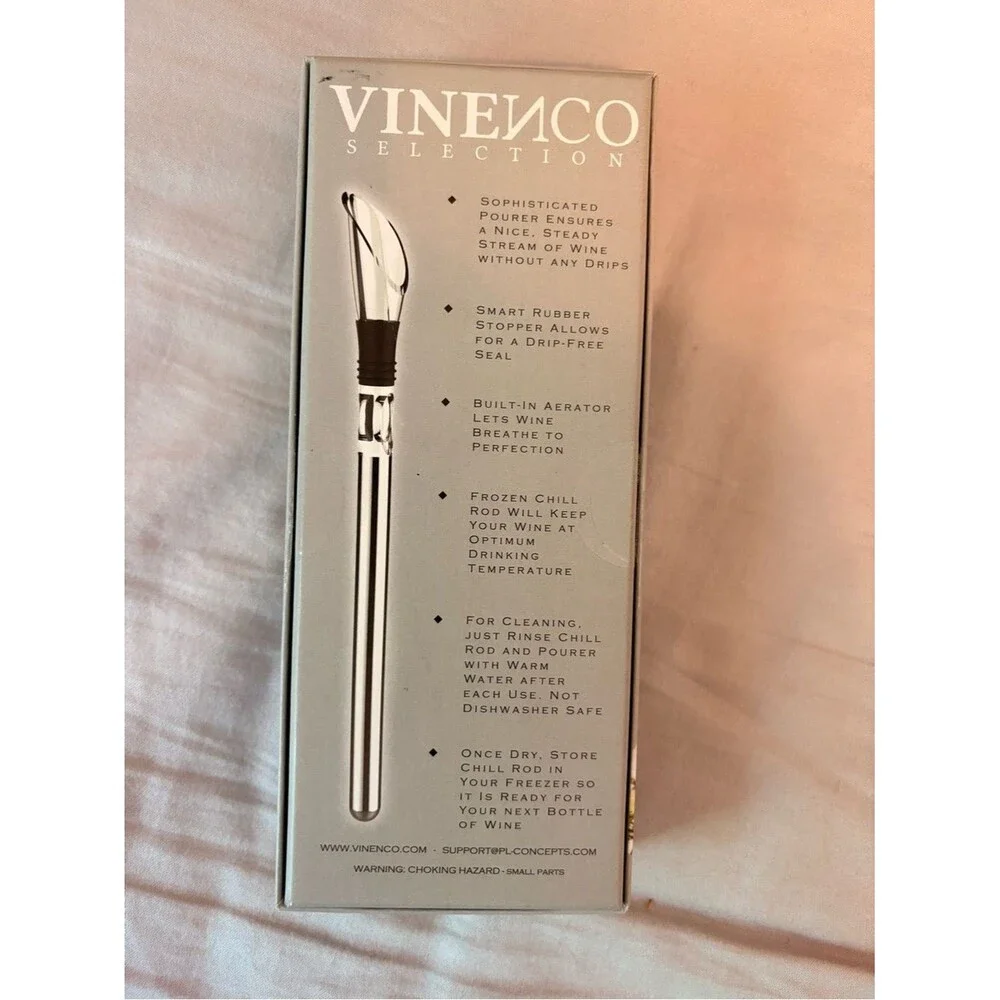 Vinenco Selection Wine Chiller Aerator Pourer Stopper Foil Cutter Set NIB
